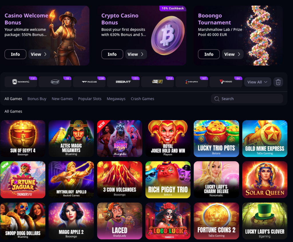 bonuses and games at a credit card casino